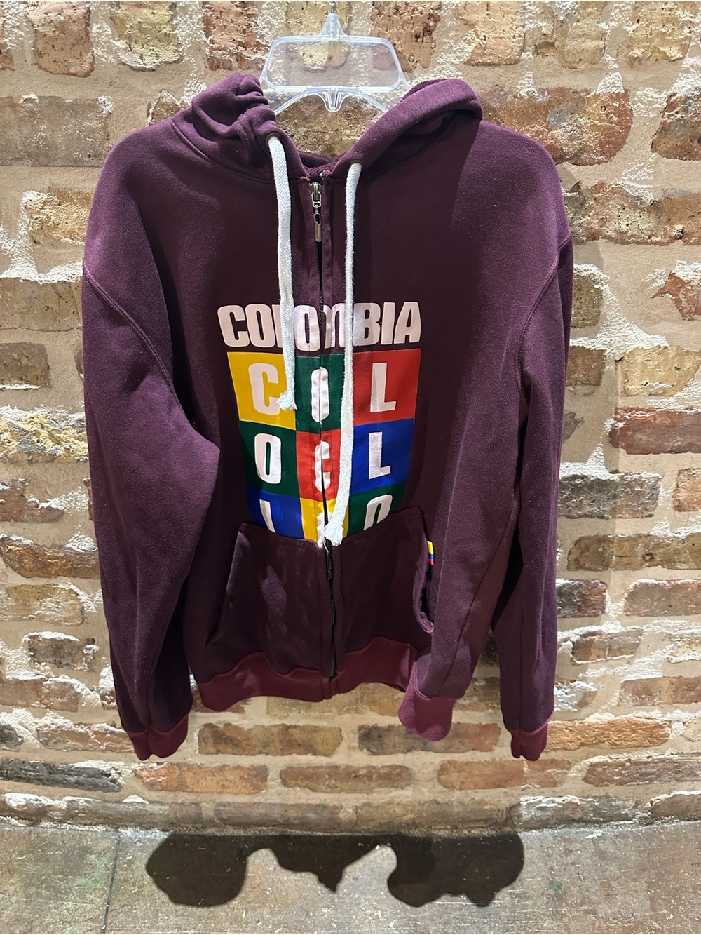 Graphic Burgundy Zip-Up Hoodie